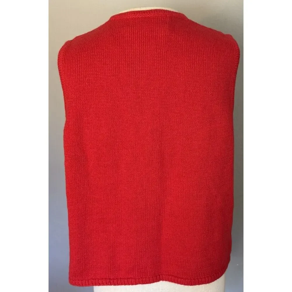 VTG Lisa International Sz PM Ugly Christmas Sweater Vest‎ Real Jingle Bells Snow